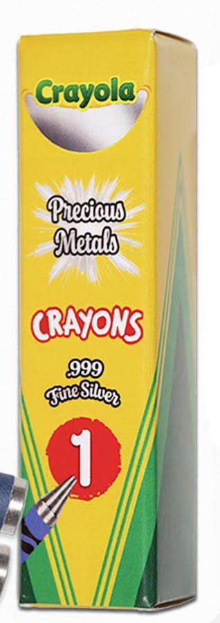 The premium collectible box: Crayola Precious Metals Crayons, .999 fine silver, numbered 1 in the series